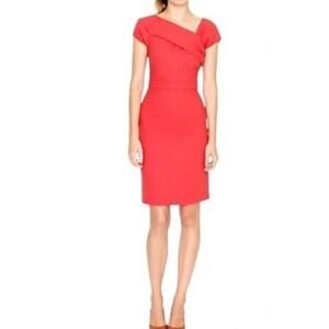 J Crew 6 Dress Wool Sheath Cap Sleeve Lined Red Knee Length Preppy Career